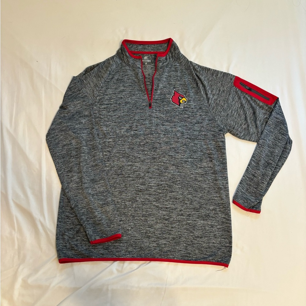 Univ. of Louisville Cardinals Heather Gray and Red Pullover